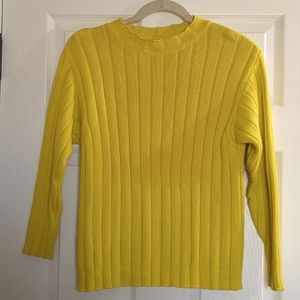 Nine Ninety Nine Women's 3/4 Sleeve Yellow Knit Sweater